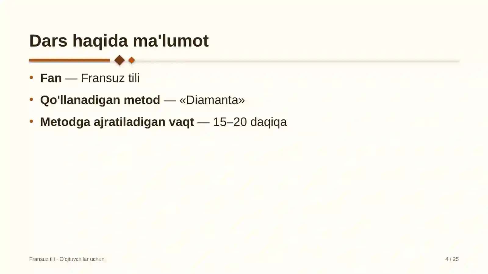 fransuz tili darslarida diamanta metodidan foydalanish 7612 4
