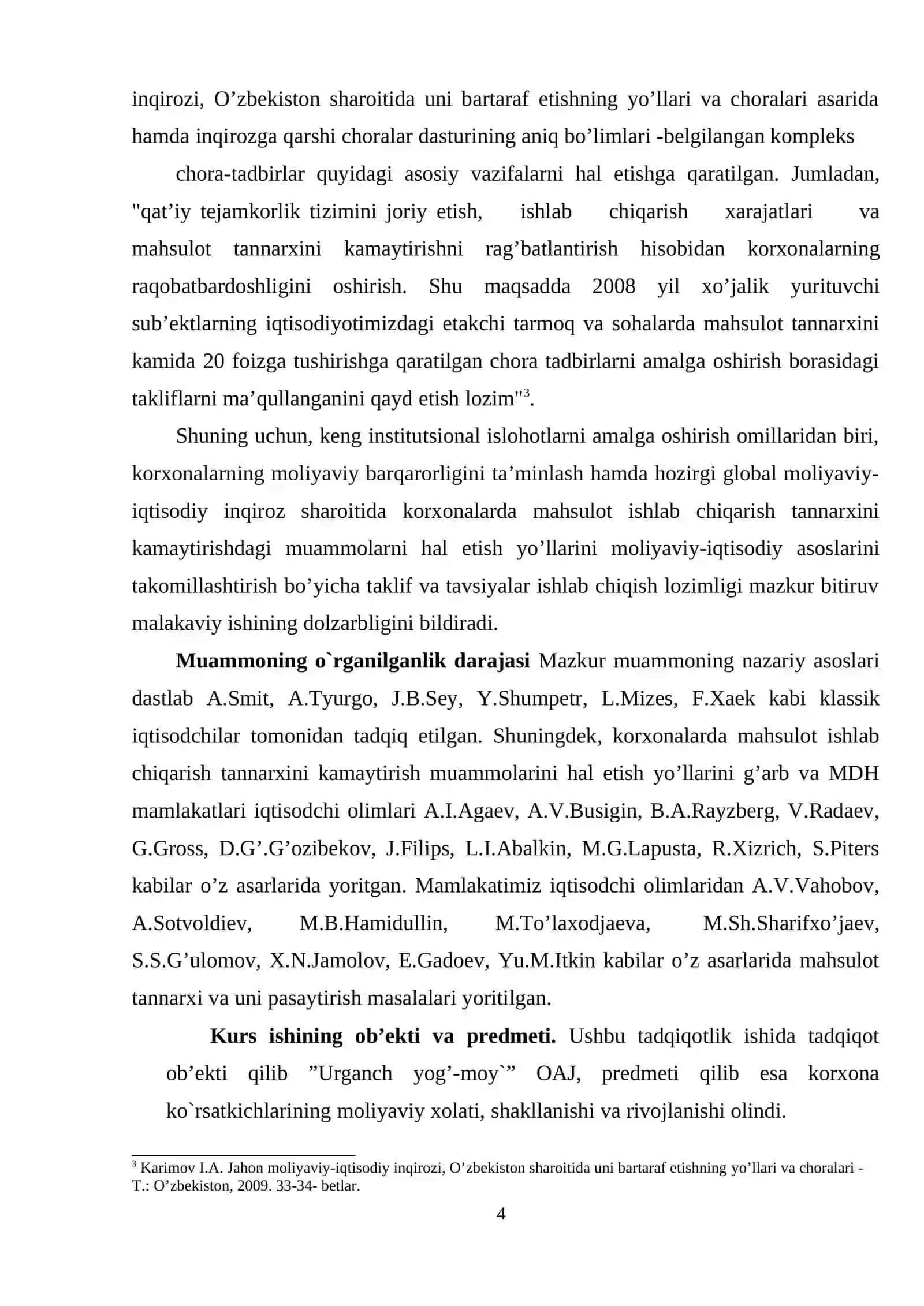 TARMOQLAR IQTISODIYOTI KAFEDRASI "MIKROIQTISODIYOT. MAKROIQTISODIYOT" KURS ISHI 4