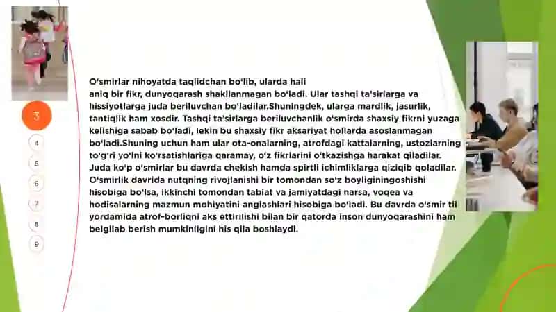 O'SMIR VA O'SPIRINLIK DAVRINING PSIXOLOGIK XUSUSIYATLARI 4