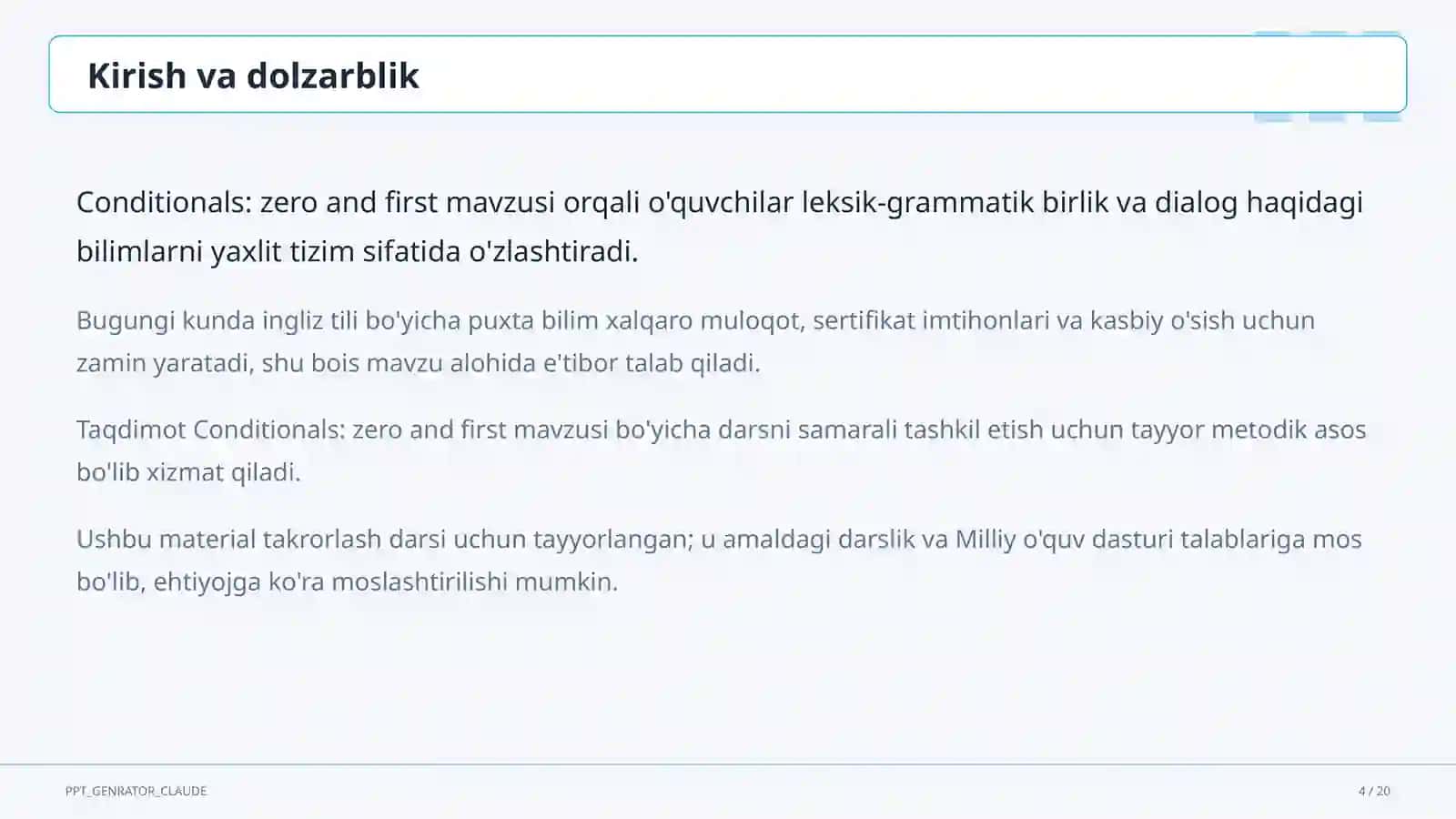 Conditionals: zero and first (8-sinf) 4