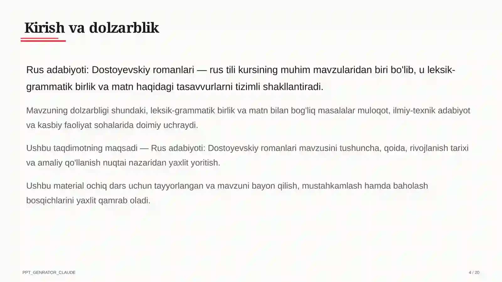 Rus adabiyoti: Dostoyevskiy romanlari (11-sinf) 4