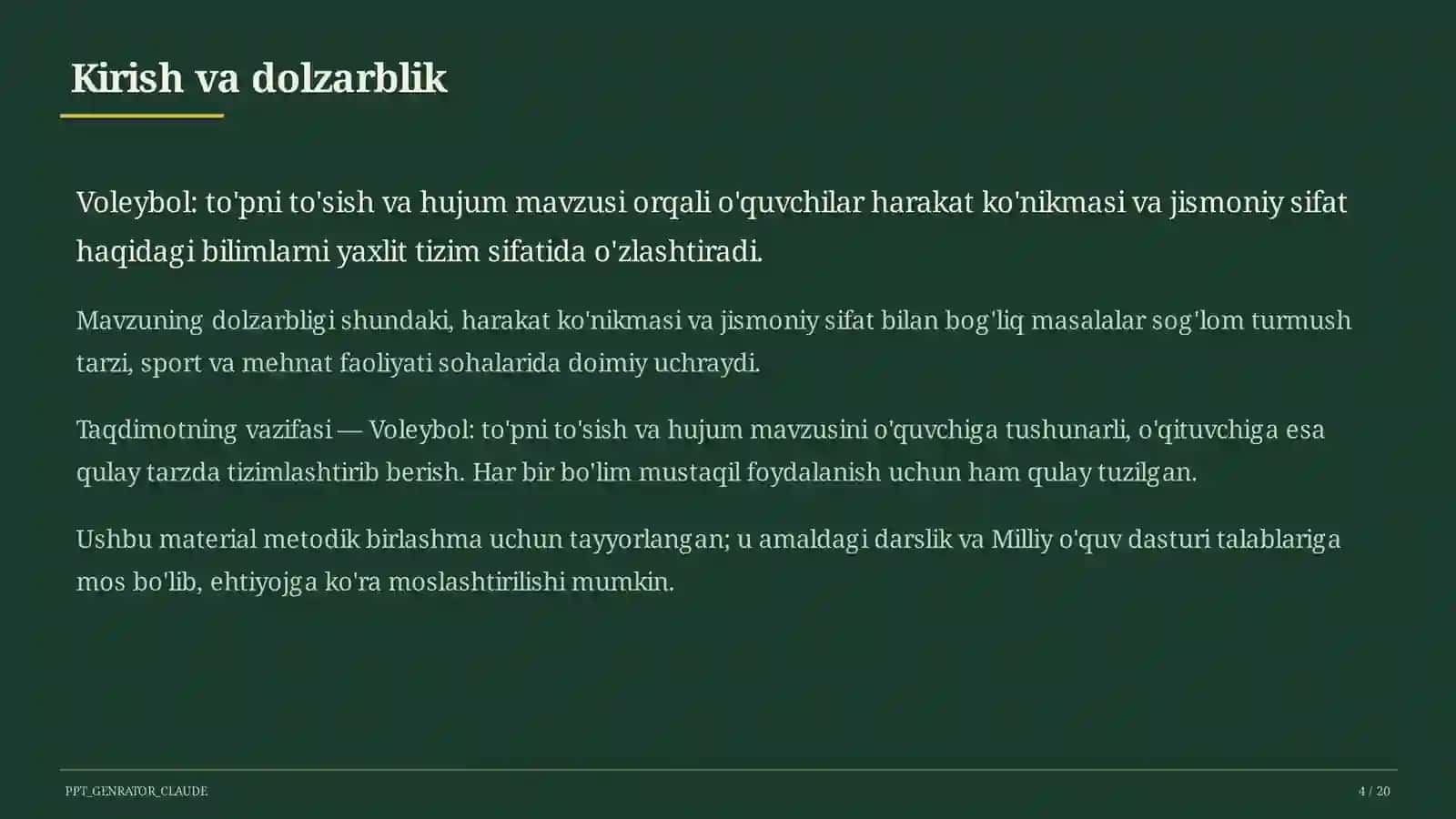 Voleybol: to'pni to'sish va hujum (7-sinf) 4