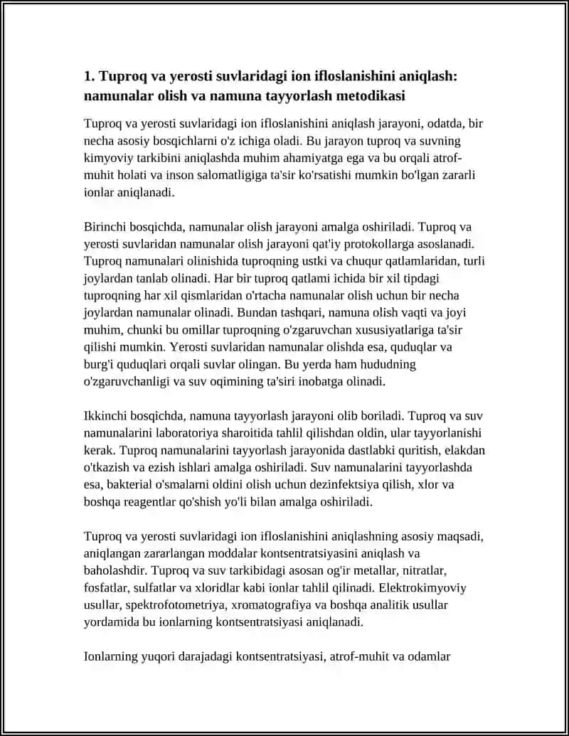 Tupuq suvning ifloslanishidan ion bo'glanishi brikmalarni aniqlab ulardan tozalash go'yasini ishlab chiqarish 4