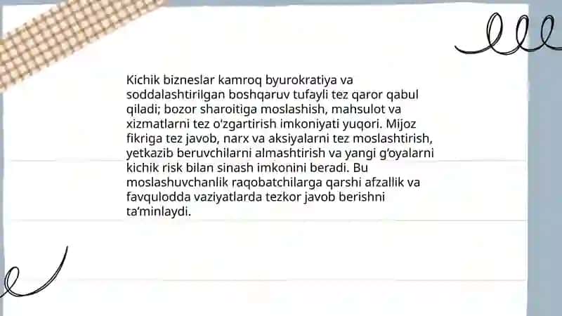 Kichik biznesning afzalliklari 4