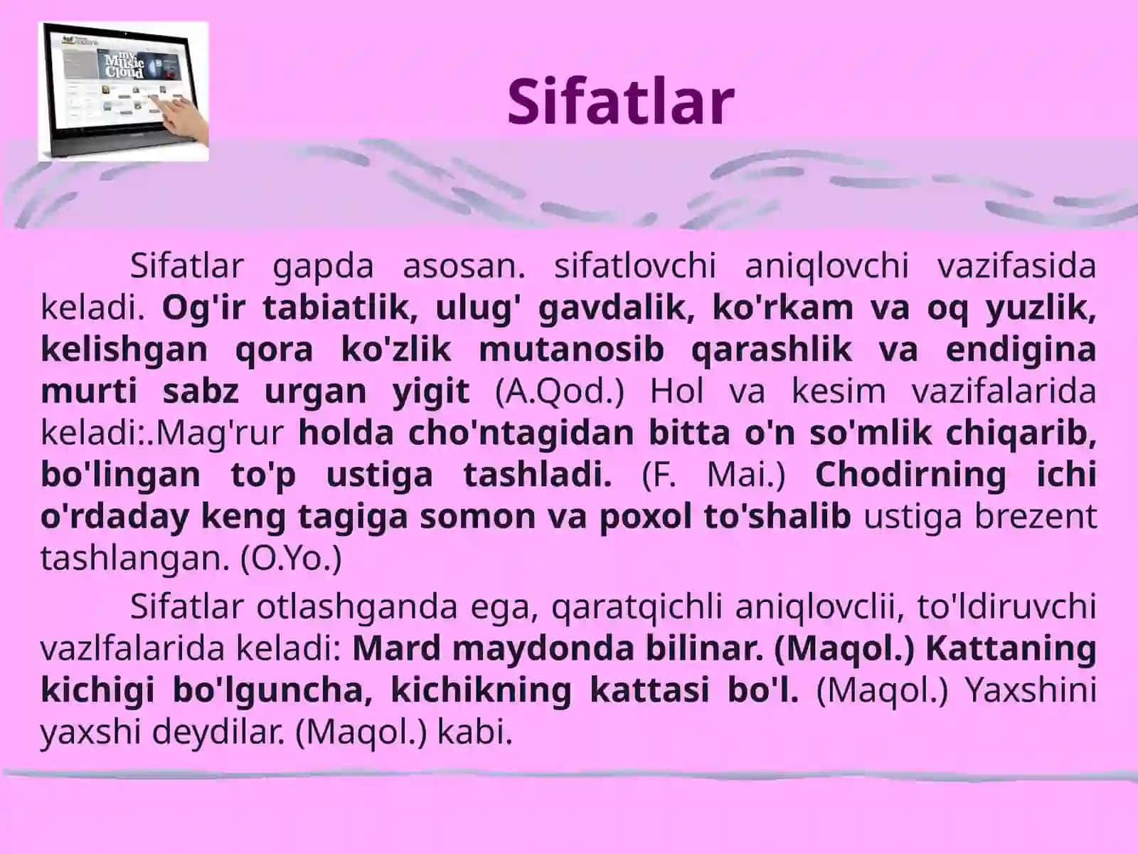 Sifat.Sifatningma'nosivagrammatikbelgilari 4