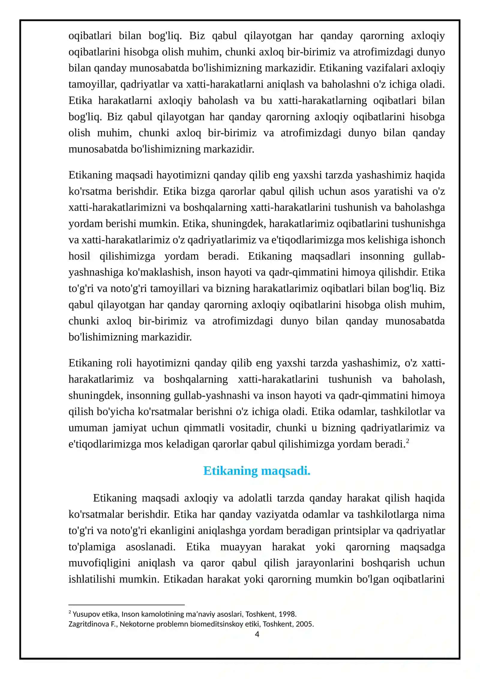 ETIKA VA ESTETIKANING ASOSI, MAQSADI VA VAZIFALARI 4