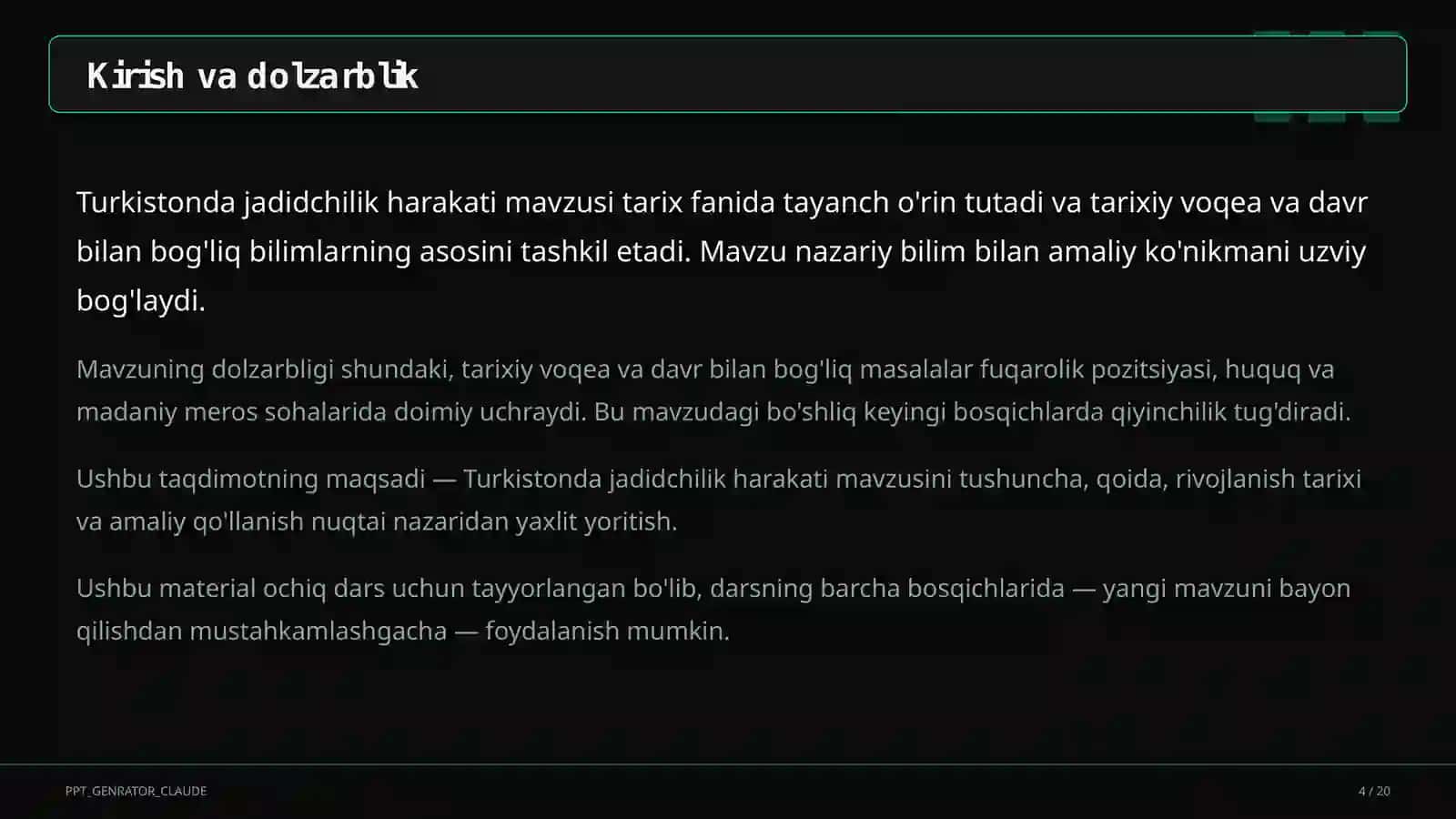 Turkistonda jadidchilik harakati (9-sinf) 4