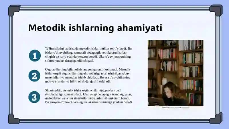 Metodik ishlar, ularni rejalashtirish va tayyorlash metodikasi 4