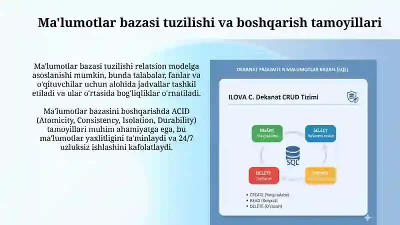 Dekanat faoliyati va Malumotlar bazasi 4