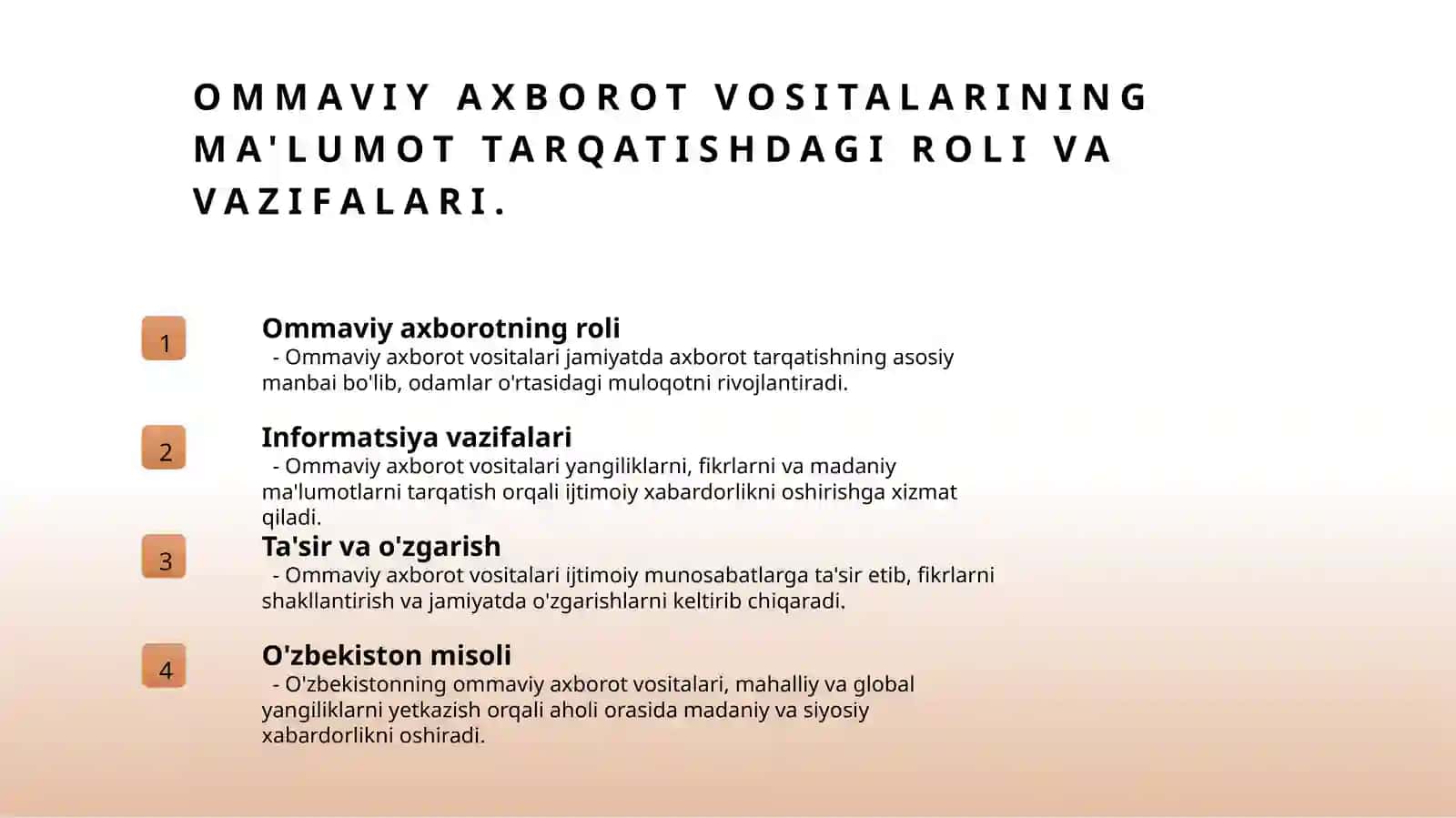 Ommaviy axborot vositalari. Internet madaniyati. Publitsistik uslub va uning xususiyatlari 4