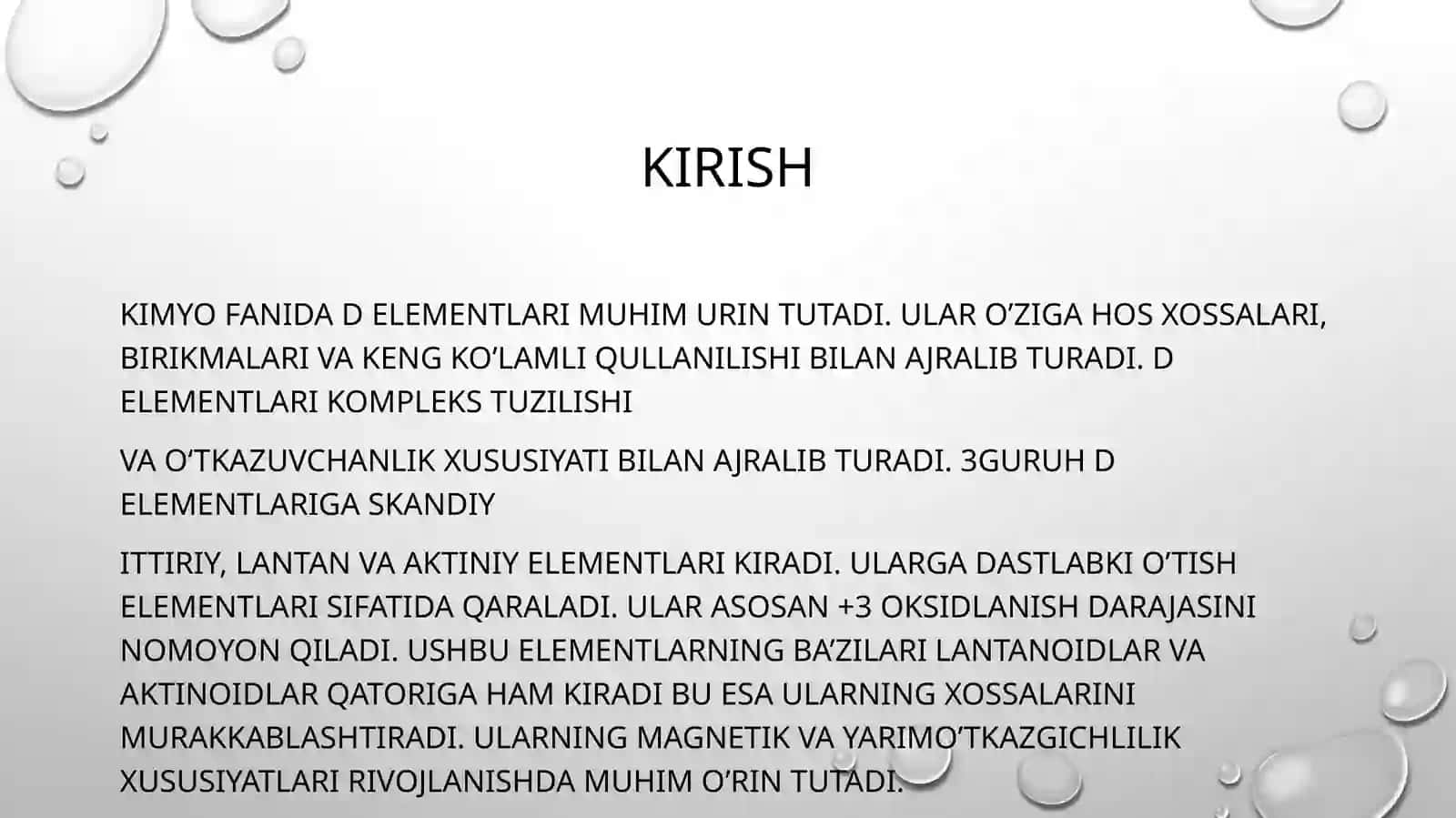 Yaxshiboyeva feruzaning Noorganika fani d elementlari kursi 4