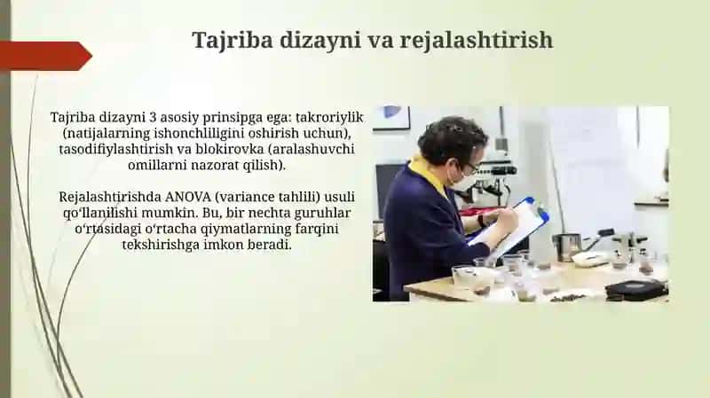 Tajriba oʻtkazish, qurilma va oʻlchov asboblarini tanlash 4
