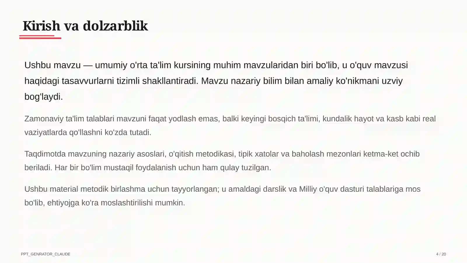 Dolzarb mavzular — maktab va o'qituvchilar 4