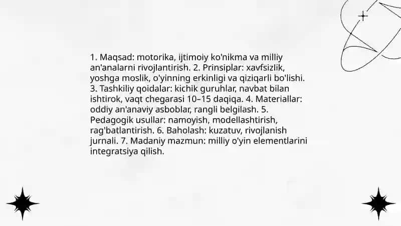 O'rta yoshdagi bolalarga beriladigan milliy va harakatli oyinlarni o'rgatish 4