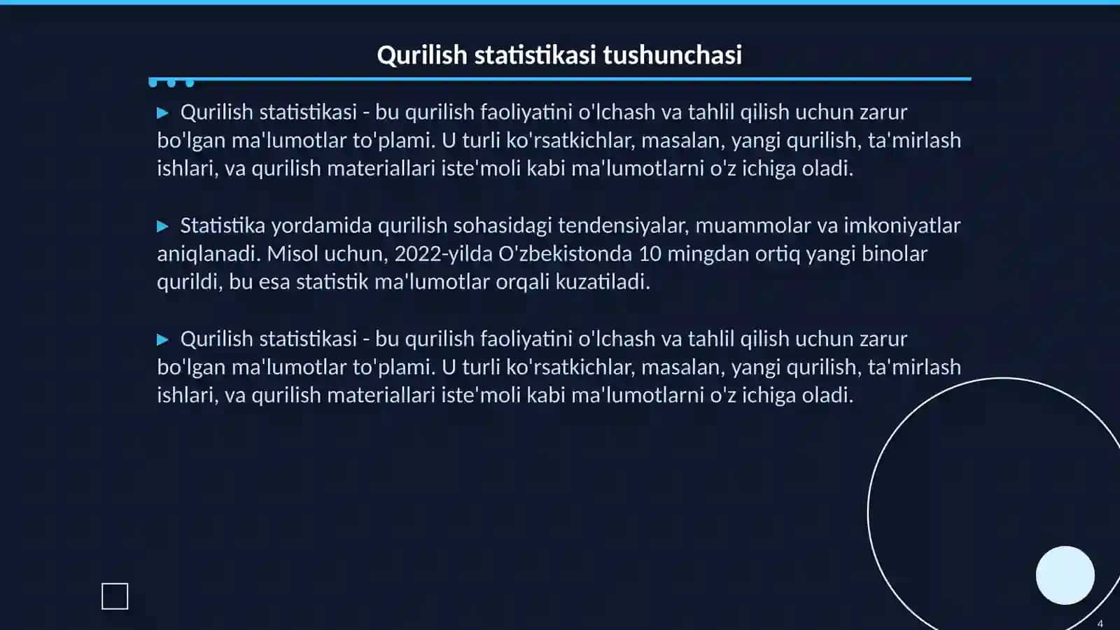 Qurilish statistikasi 4