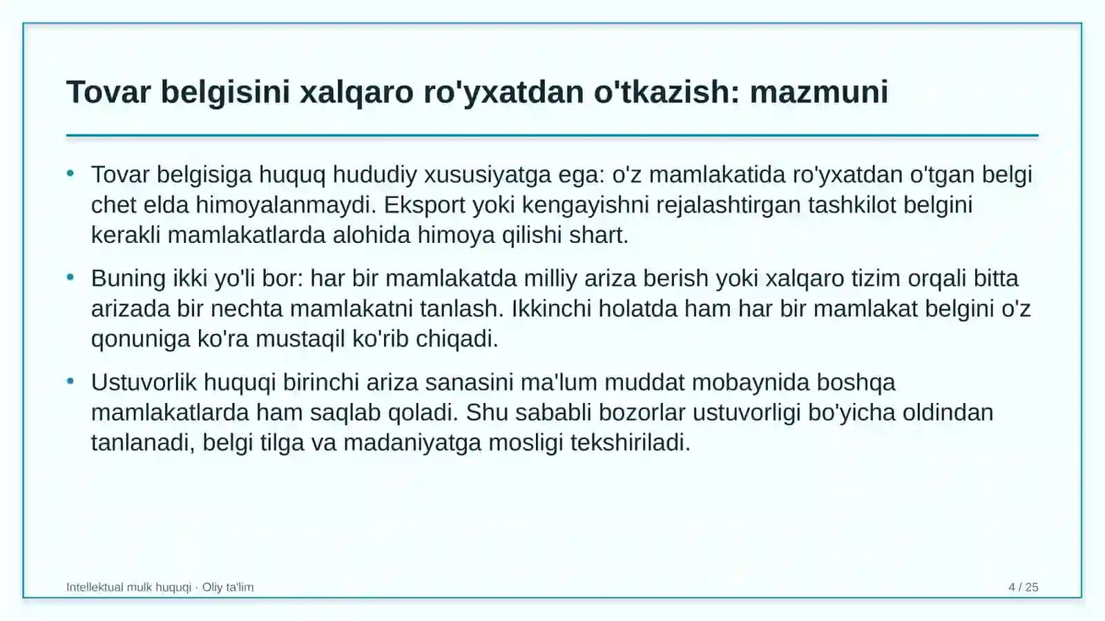 tijorat banklarida tovar belgisini xalqaro ro'yxatdan o'tkazish 6889 4