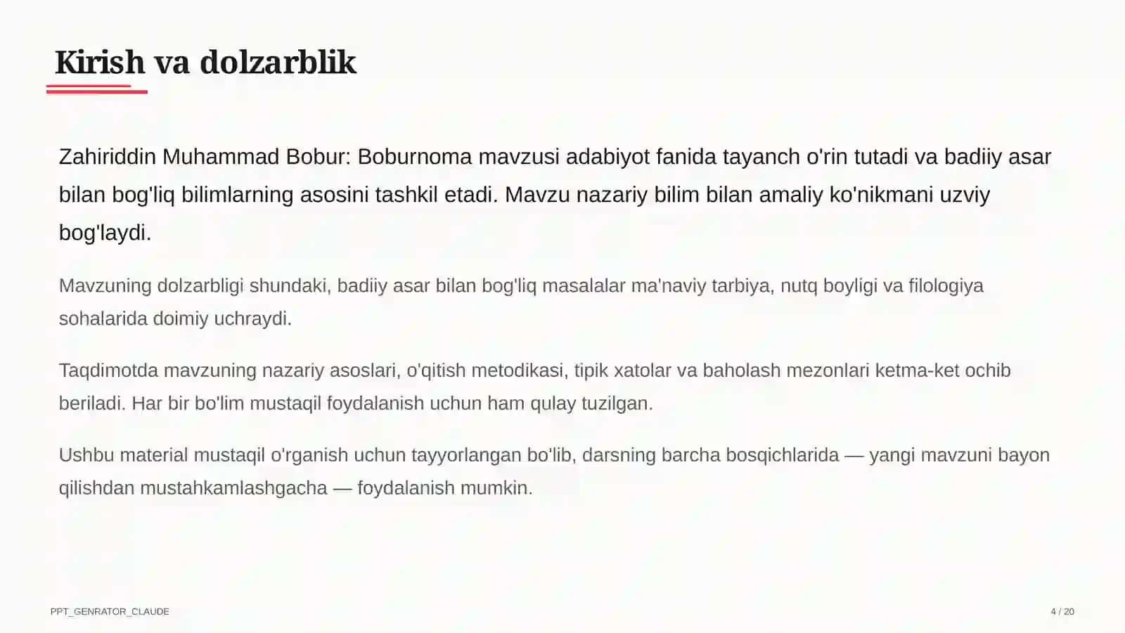 Zahiriddin Muhammad Bobur: Boburnoma (8-sinf) 4