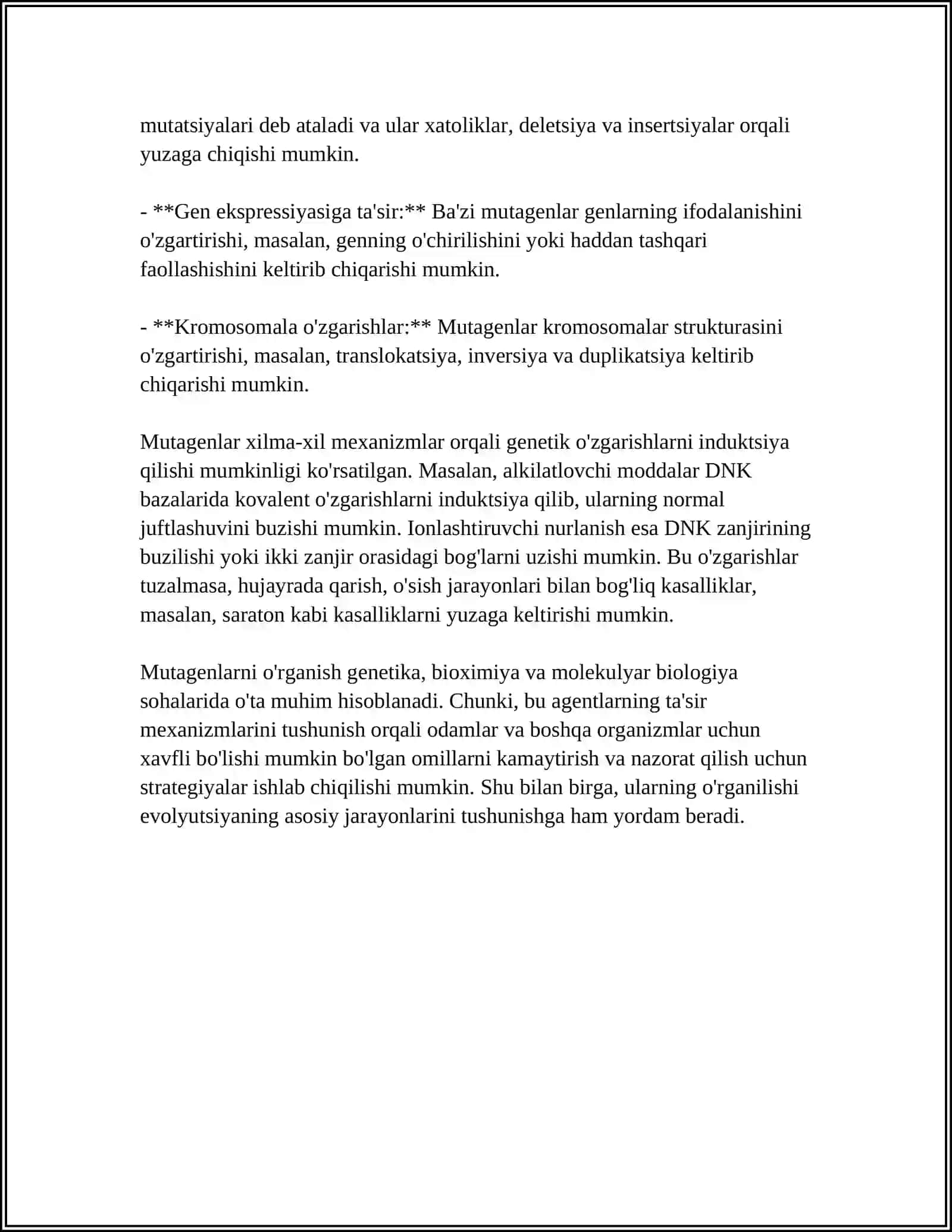 ORGANIZMNING MUTAGEN TA'SIRIGA CHIDAMLILIGI. TOMAS MORGANNING XROMOSA NAZARIYASI. JINS GENETIKASI 4
