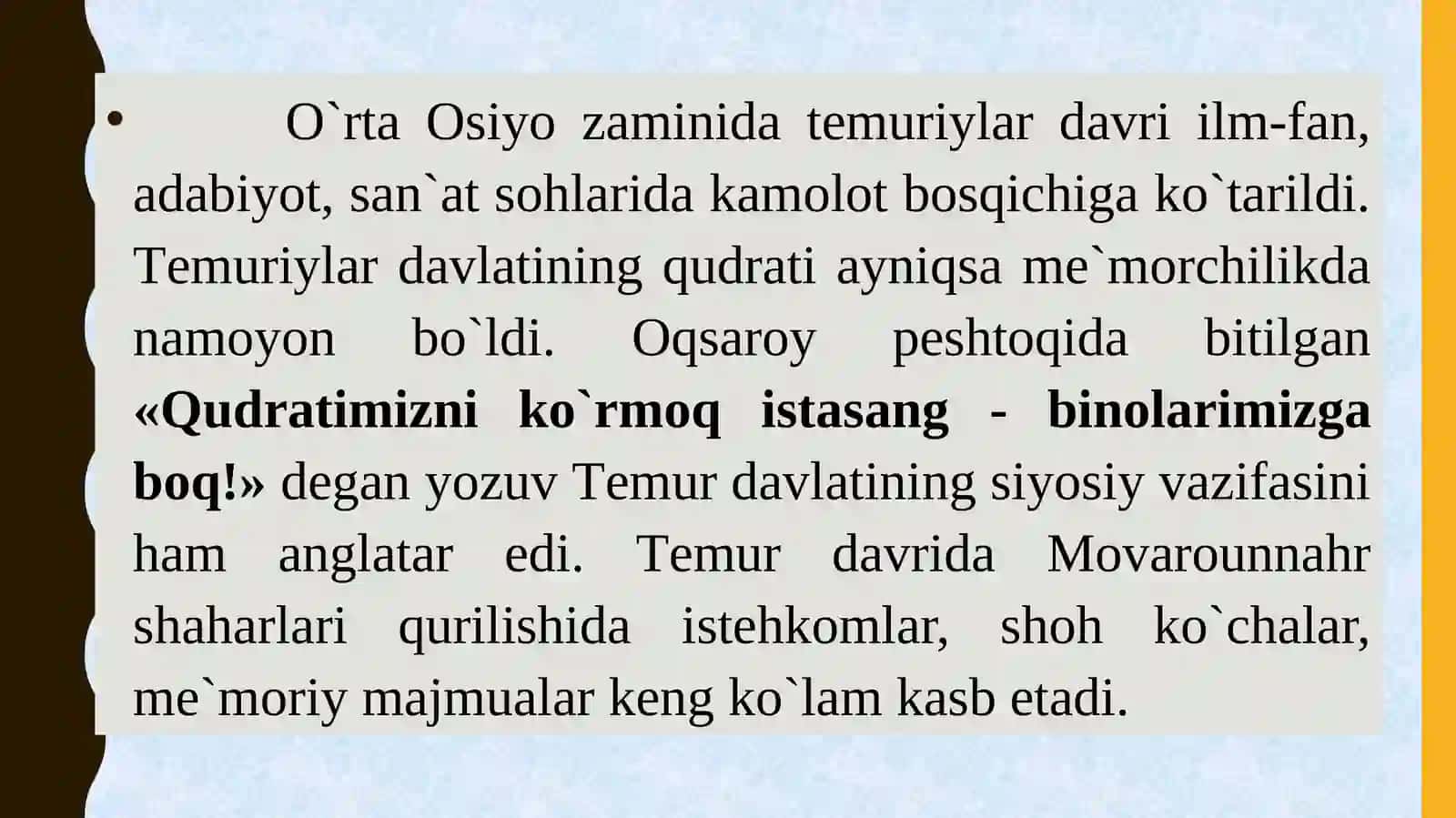 Temur va Temuriylar hukmronligi davri 4