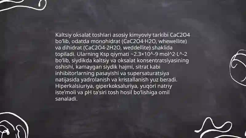 Organizmda tosh hosil bo'lishining kimyoviy asoslari 4