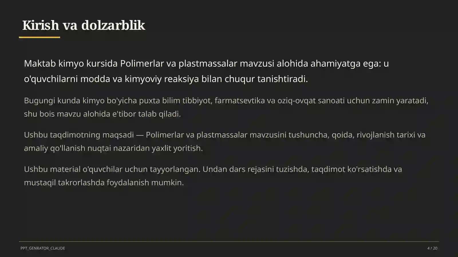 Polimerlar va plastmassalar (11-sinf) 4