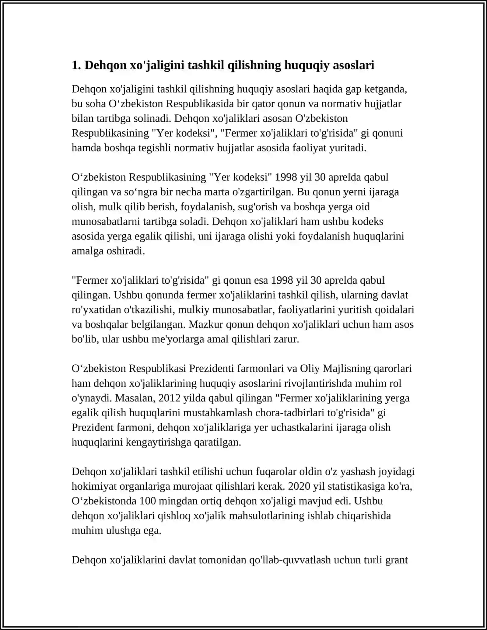DEHQON XO'JALIGINI TASHKIL QILISH 4