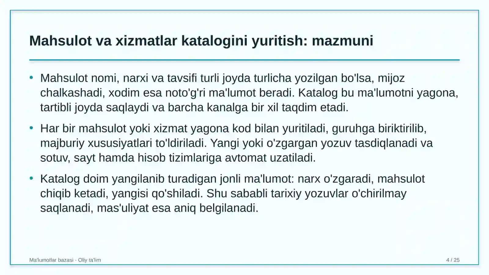 gid ekskursovodlik xizmatida mahsulot va xizmatlar katalogini yuritish 4773 4