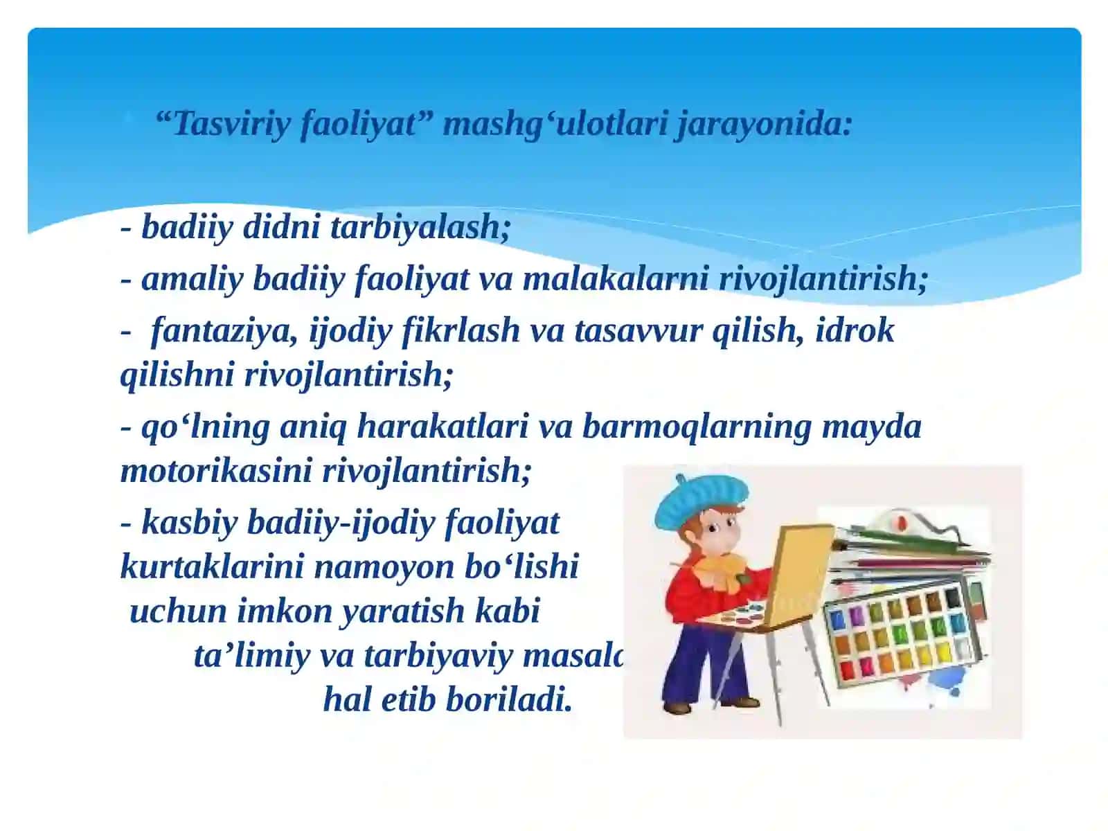 Maktabgacha yoshdagibolalarnitasviriy qobiliyati rivojlantirish 4