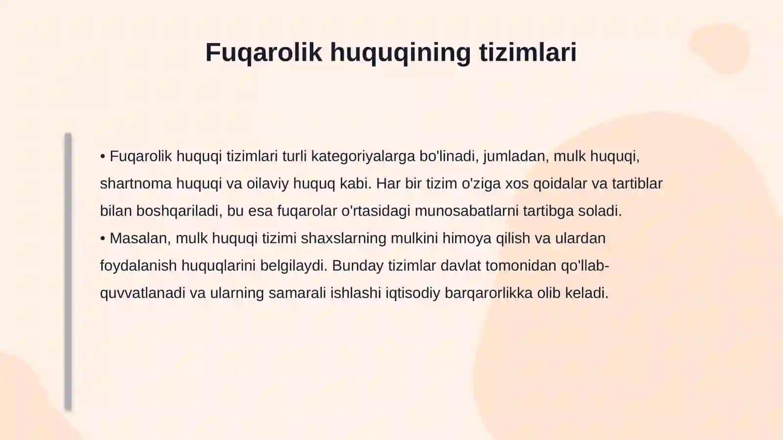 Fuqarolik huquqiga kirish fanning predmeti tamoyillari va tizimlari 4