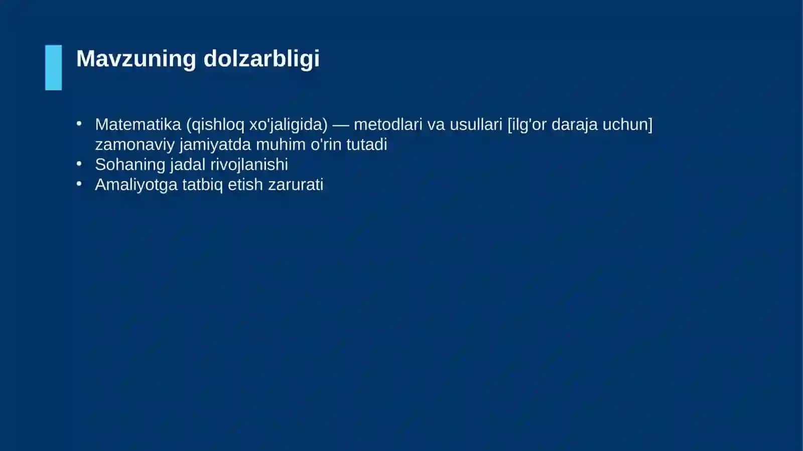 Matematika (qishloq xo'jaligida) — metodlari va usullari [ilg'or daraja uchun] 4