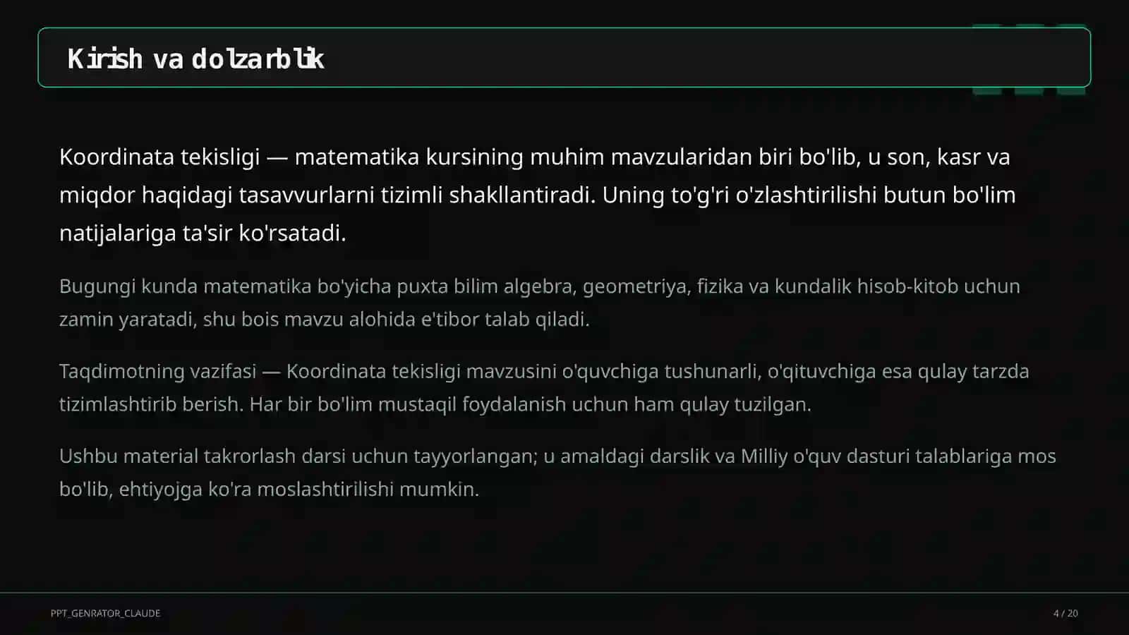 Koordinata tekisligi (6-sinf) 4