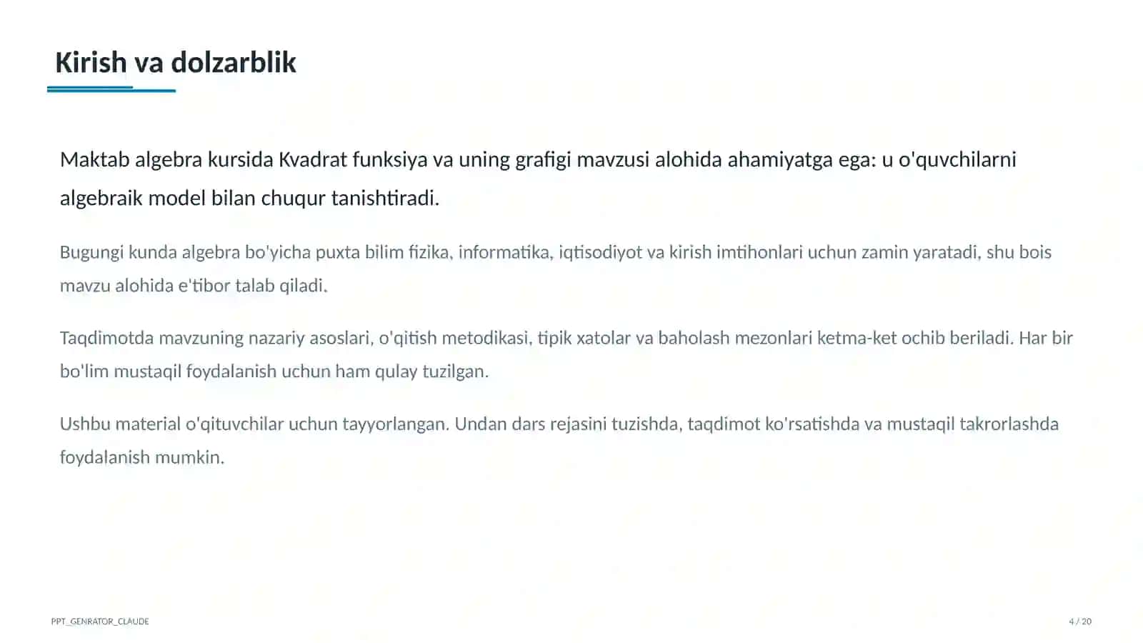 Kvadrat funksiya va uning grafigi (9-sinf) 4