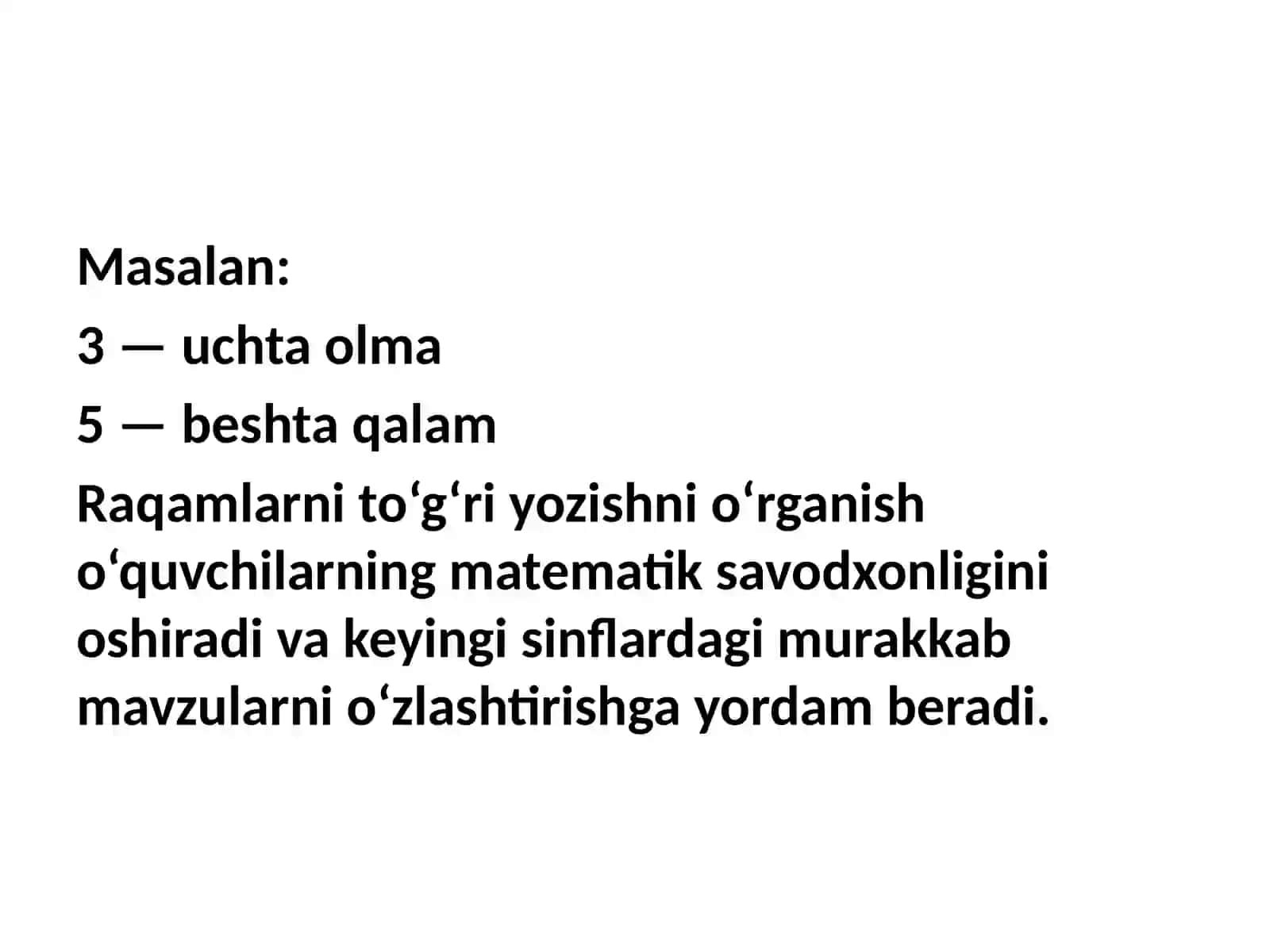 Matematik raqamlarning yozilishi 4