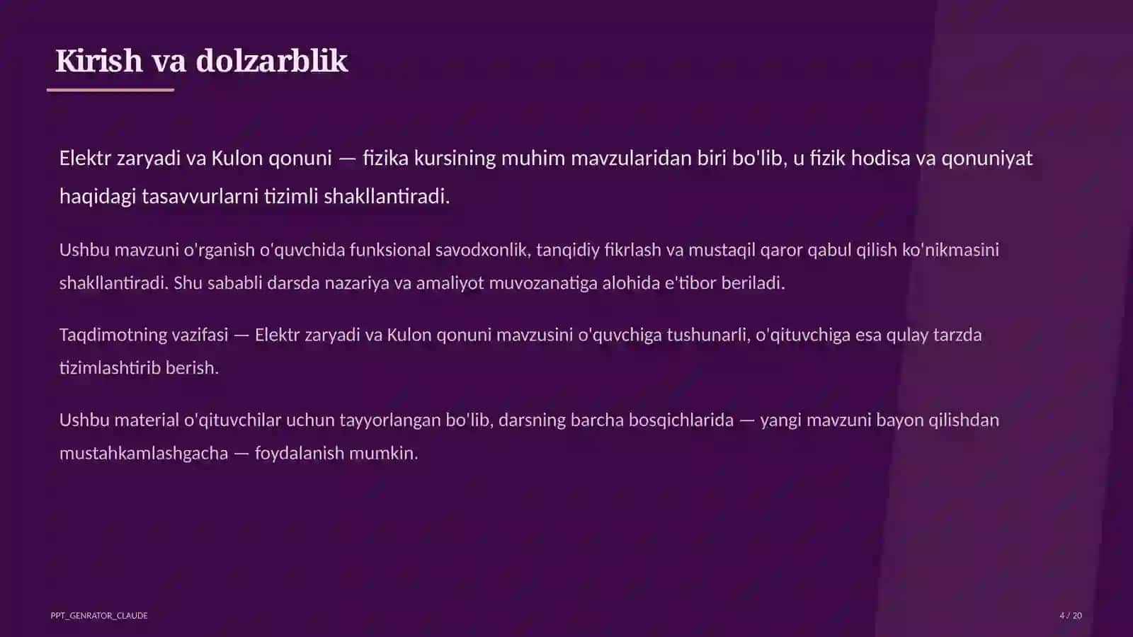 Elektr zaryadi va Kulon qonuni (8-sinf) 4