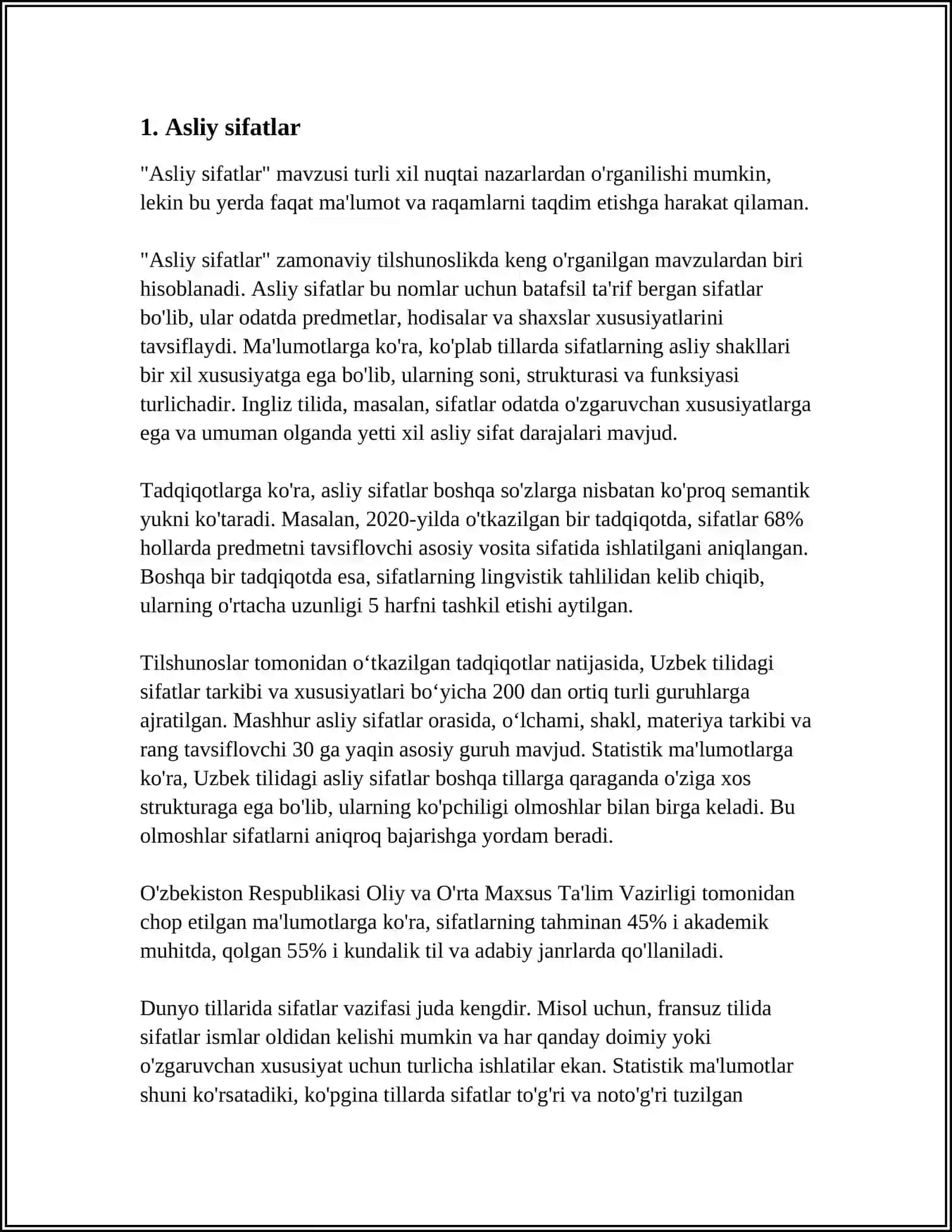 SIFAT SOʼZ TURKUMI SIFAT DARAJALAR ASLIY VA NISBIY SIFAT QOʼSHMA VA JUFT SIFATLAR 4