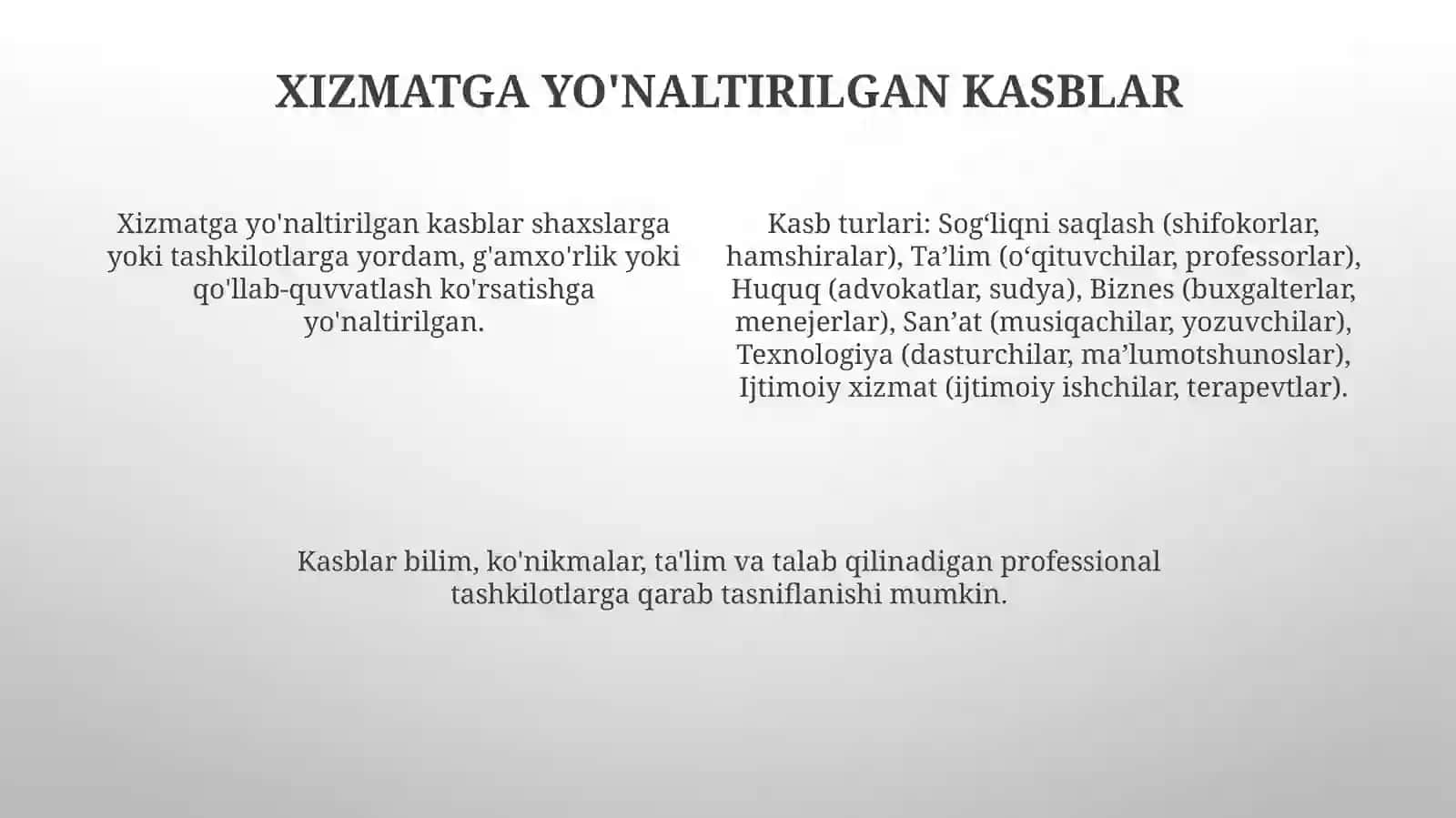 An'anaviy Kasblar 4