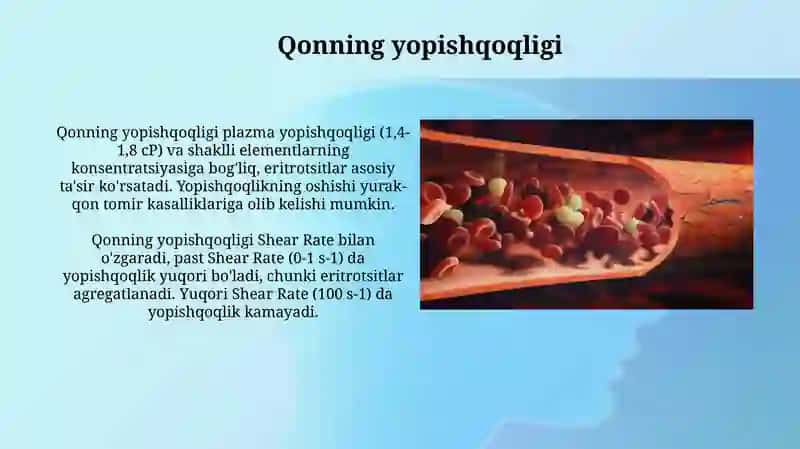 Qonning mexanik xossalari va tomirlardagi oqimning fizik modeli 4
