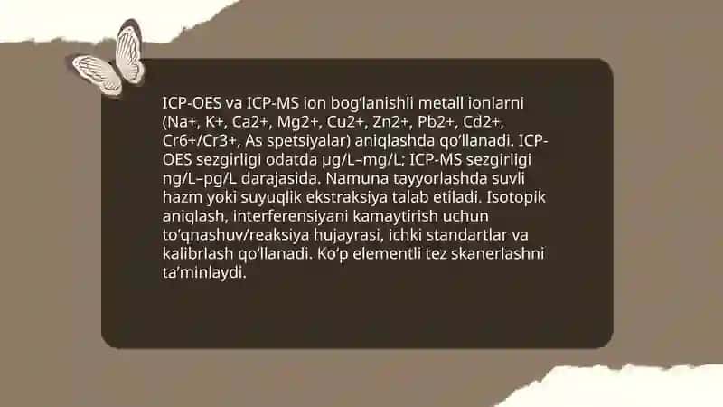 Tuproq suvning ifloslanishida ion bogʻlanishli birikmalarni aniqlab ulardan tozalash gʻoyasini ishlab chiqish 4