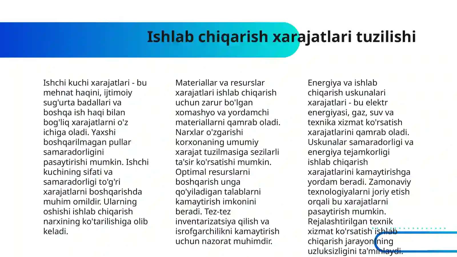 XO'JALIK SUB'EYKLARINING ISHLAB CHIQARISH XARAJATLARINI TAHLIL ETISHNING AHAMIYATI, VAZIFASI VA AXBOROT MANBALARI 4