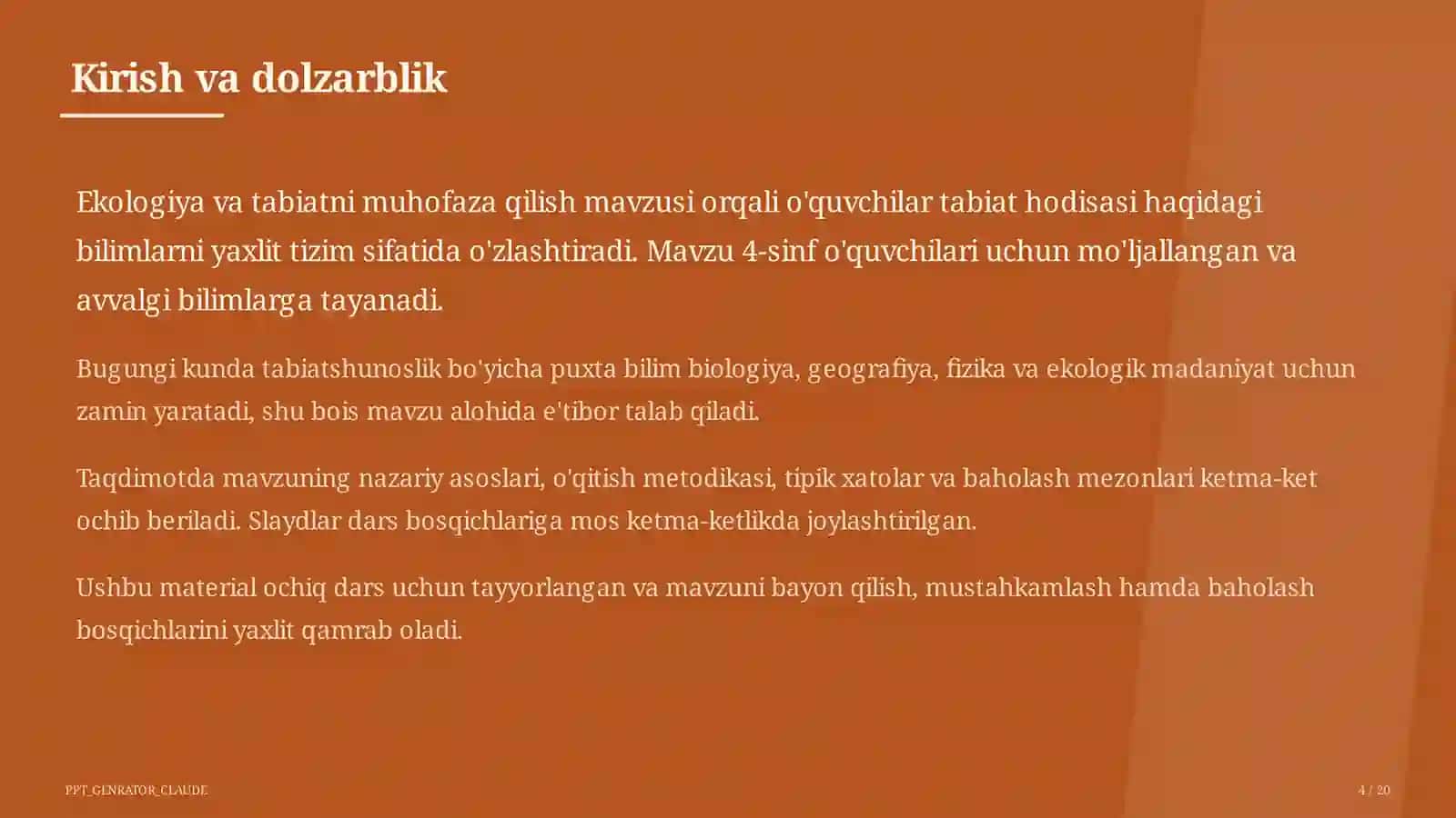 Ekologiya va tabiatni muhofaza qilish (4-sinf) 4