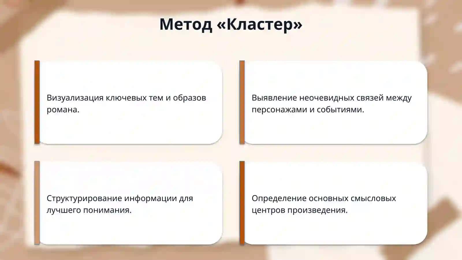 Объяснение А. С. Пушкина Роман:«Евгений Онегин» с использованием методов «Кластер», «Тонкие и толстые вопросы», «Диаграмма», «Венн» и «Синквейн» 4