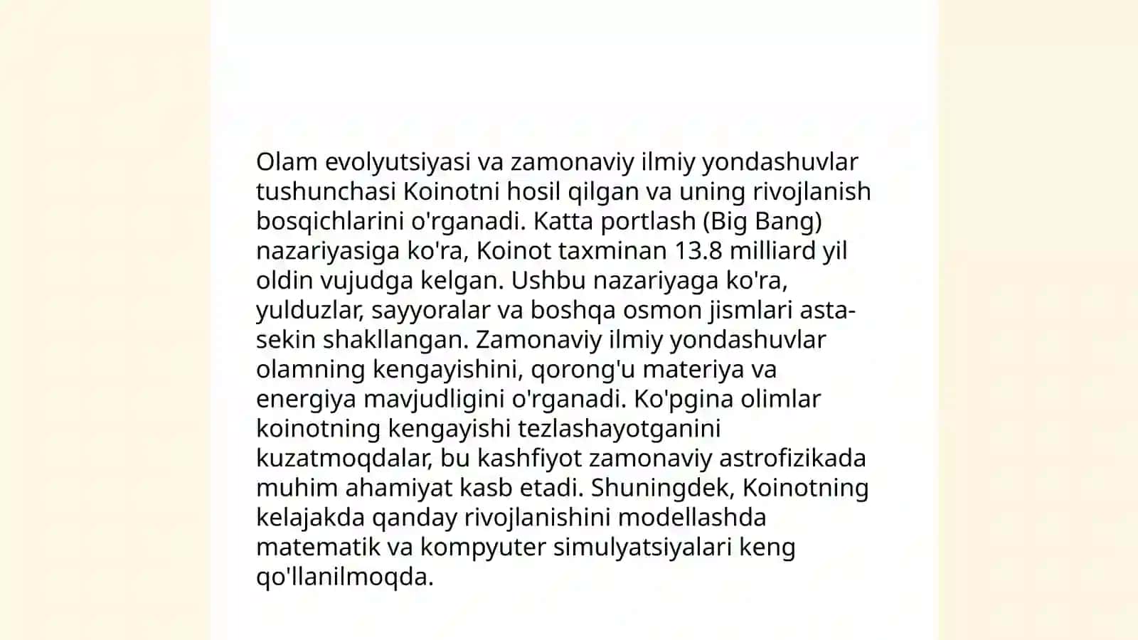 Olam tuzilishi haqida zamonaviy tasavvurlarni shakllantirish 4