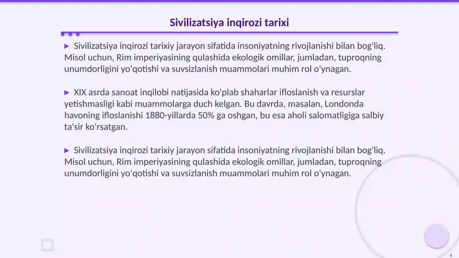 Ekologiya va sivilizatsiya inqirozi 4