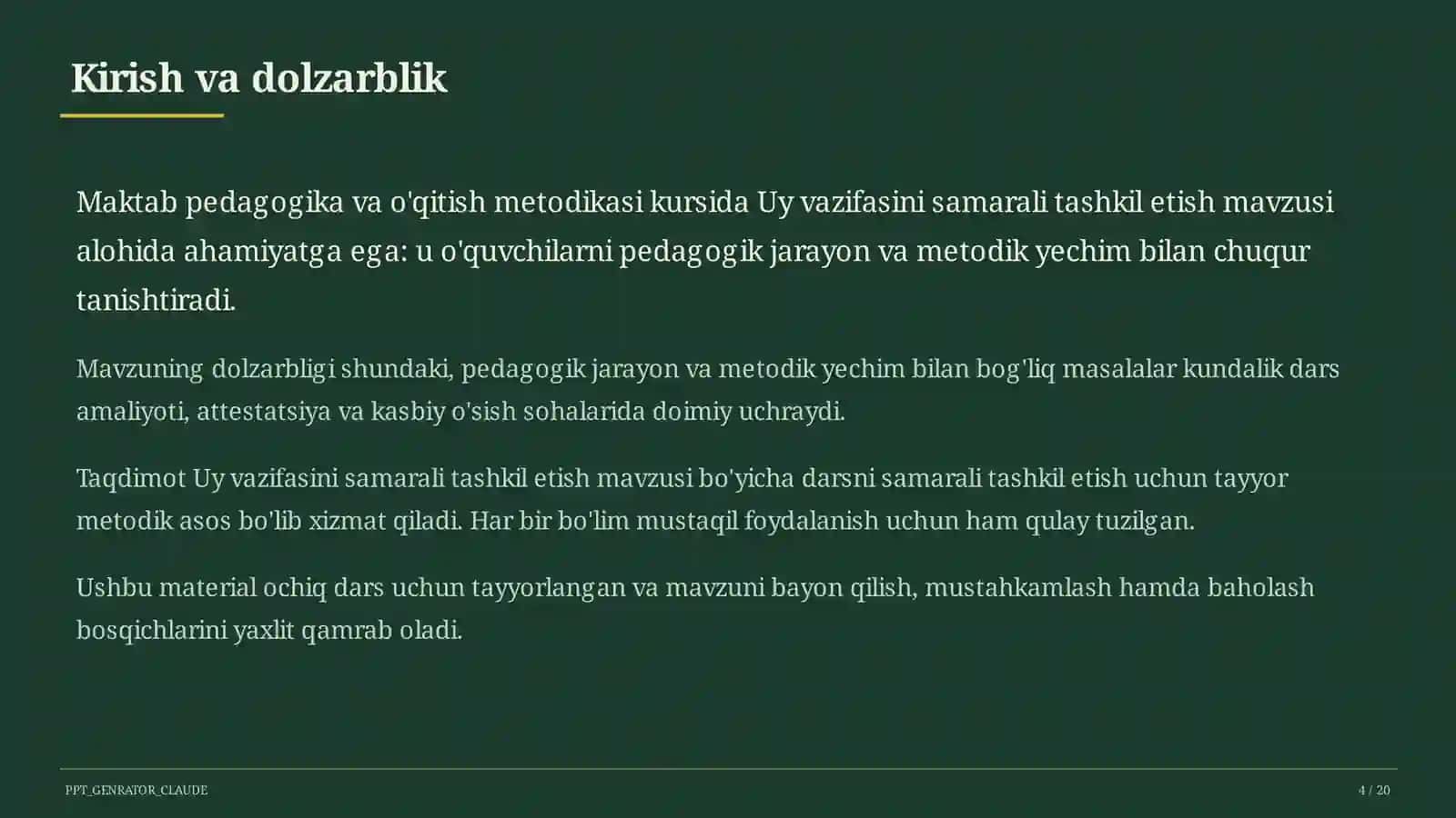 Uy vazifasini samarali tashkil etish 4