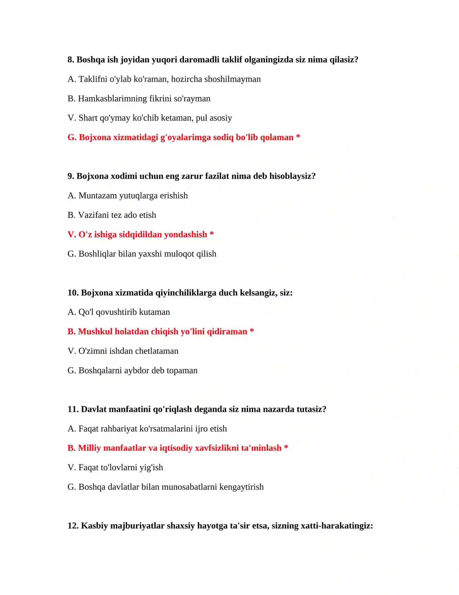 Bojxona qonunlari bo‘yicha testlar 4