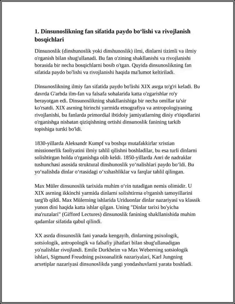 Dinsunoslikning Fan Sifatida Shakllanishi, Predmeti, Funksiyalari, Kategoriyalari 4