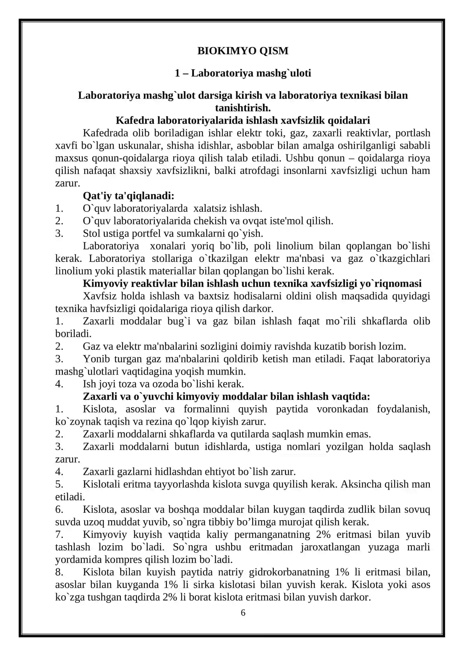 BIOKIMYO VA MOLEKULYAR BIOLOGIYA FANIDAN LABORATORIYA ISHLARI USLUBIY QO'LLANMA 4