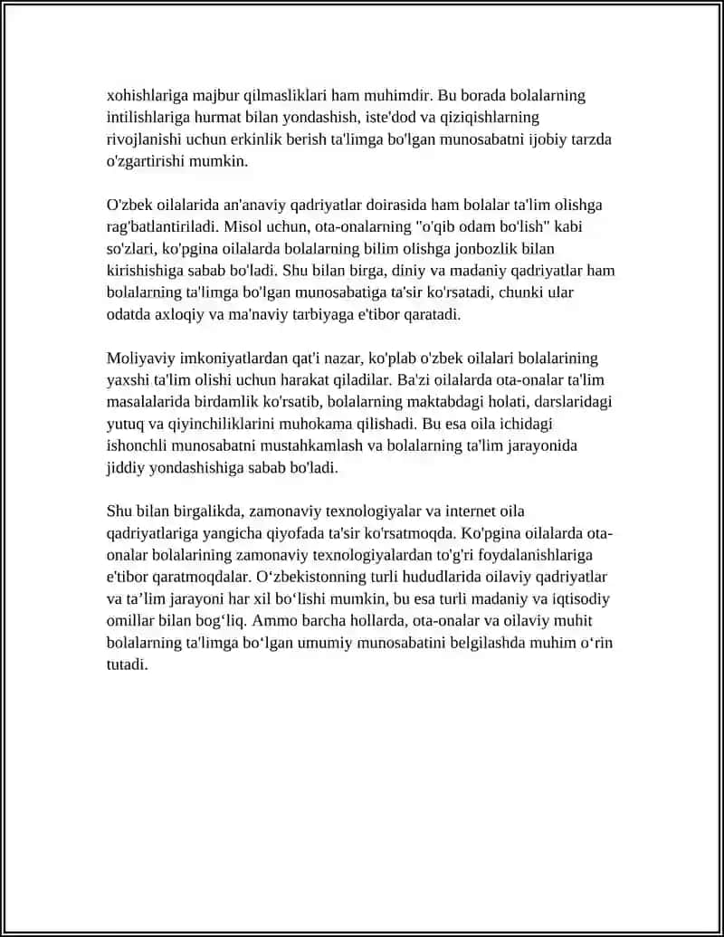 Oila va Ta'lim Referat 4
