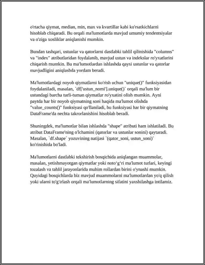 PYTHONDA MA’LUMOTLARNI TOZALASH VA YETISHMAYOTGAN MA’LUMOTLAR BILAN ISHLASH 4