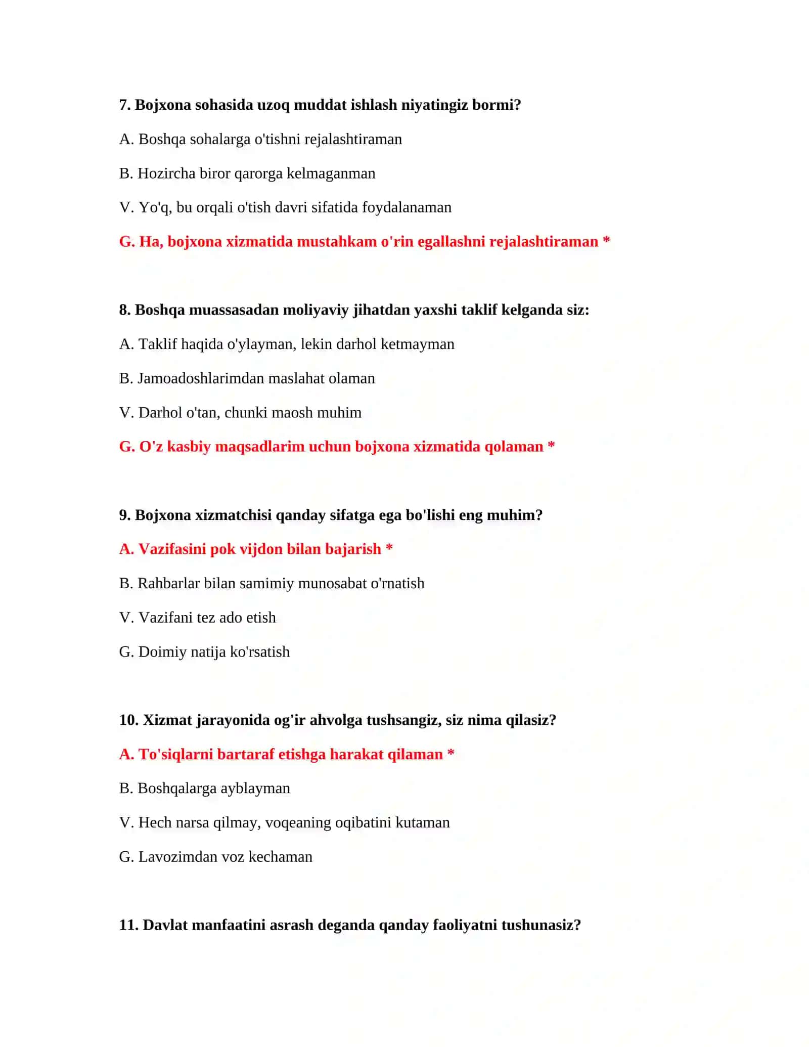 PSIXOLOGIK BAHOLASH BO'YICHA TO'LIQ TESTLAR VA JAVOBLAR TO'PLAMI 4